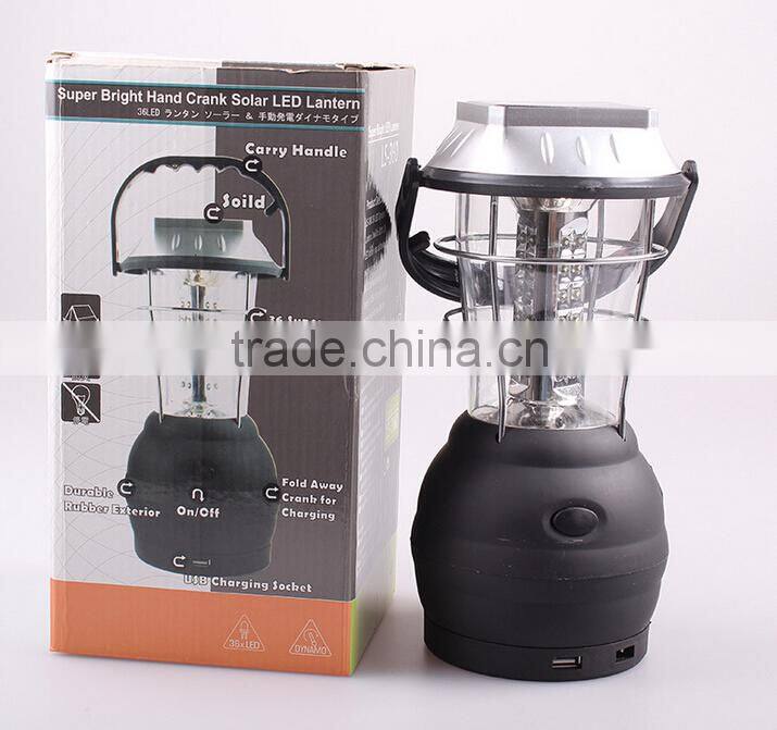 Solar Hand Crank Lantern Camping with USB Charger AC Charger and