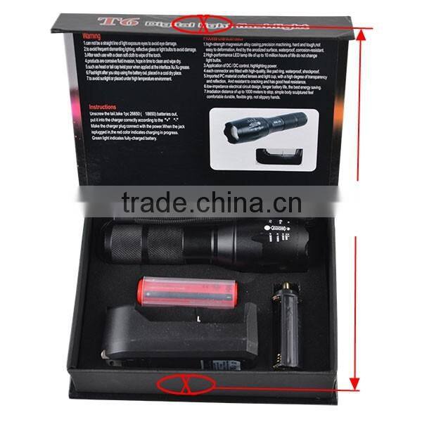 XML T6 Water Resistant Camping Torch Adjustable Focus Zoom Tactical Flashlight