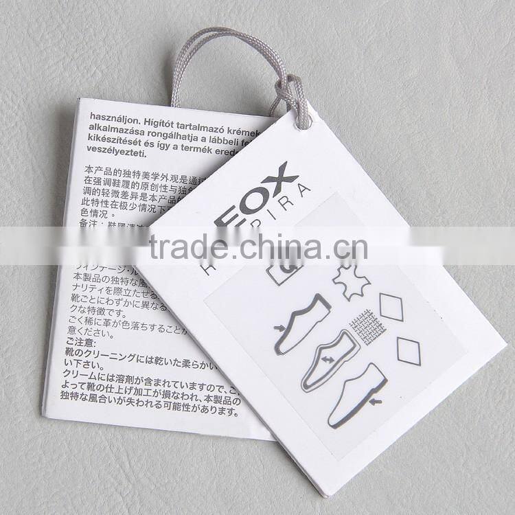 washing care instruction paper card hangtag for shoes