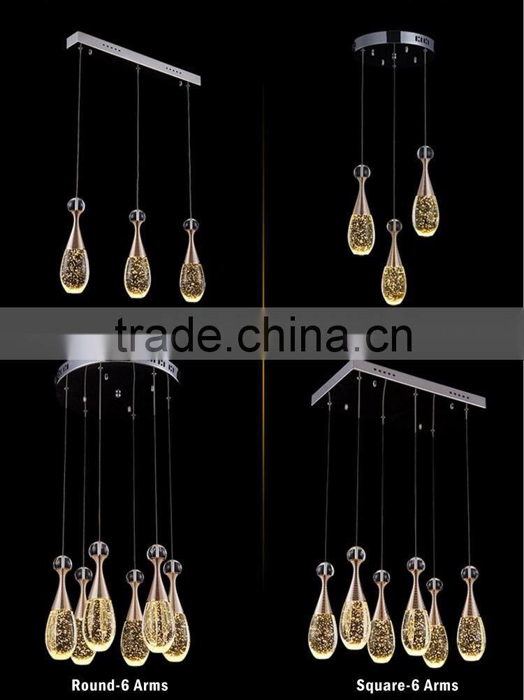 Stainless Steel Dining Room Pendant light SMD5730 LED Crystal Pendant Lamps