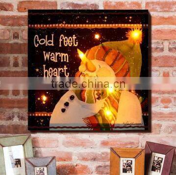 Latest home decor wall art lighted up cheap Christmas LED canvas paintings