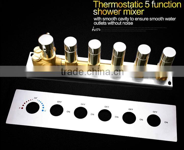 Bathroom accessories 5 Function Brass chrome thermostatic valve high flow water faucet