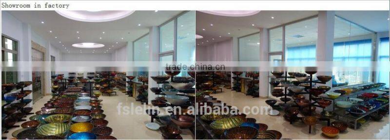 Colorful art glass basin glass vanity transparent sink LH-16026