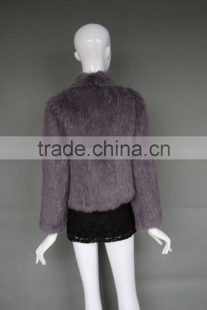 women's fashion oversize knitted rabbit fur short coat ladies winter fur coat