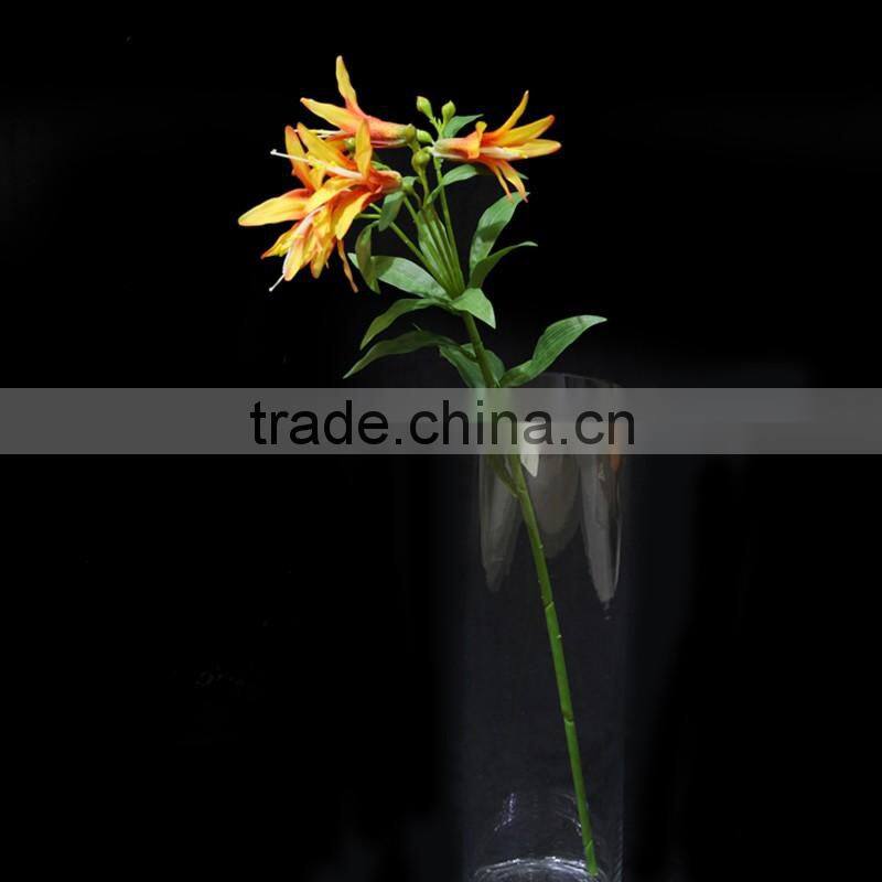 China different kinds fabric lily flower with glue - five heads