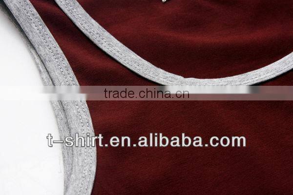 100 cotton men tank tops plain dark red vest