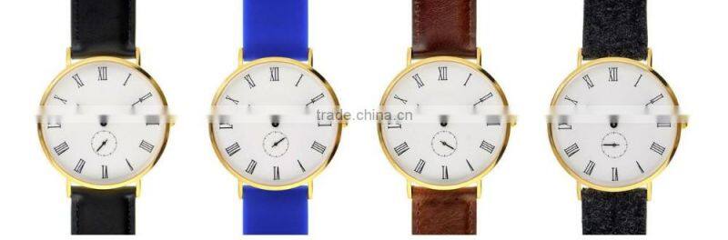 OEM design silver color tweed strap mens wrist watches with stainless steel case