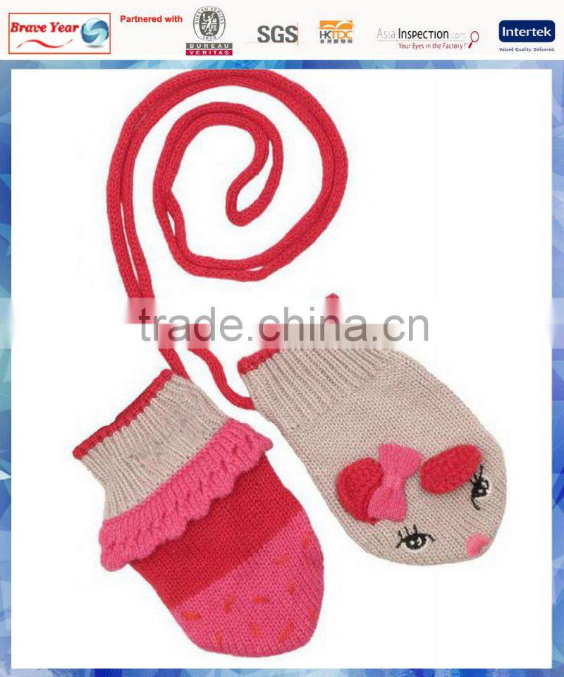 100% cotton bunny cute knit gloves mitten for kids