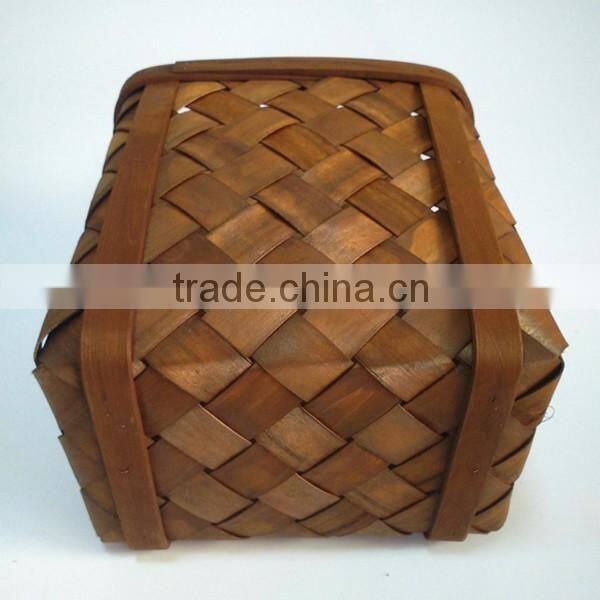 Handwoven wood household clothes bin