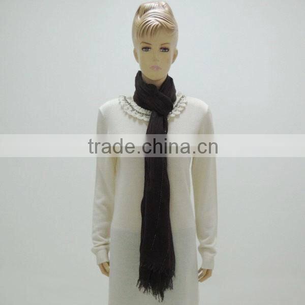 TY29 Fashion Ladies' Winter Grey Colour Cotton&Acrylic Long Scarf With Tassels