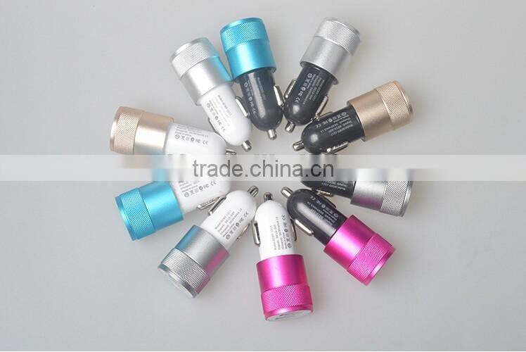 Cheap Wholesale Colorful Dual USB Car Charger for iphone Promotional customized mini Universal USB Car Charger 5V 2.1A
