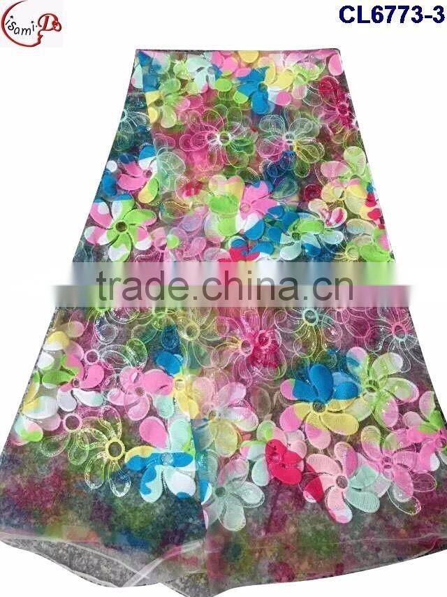 CL6773(1-4) new arrival flower pattern Organza lace dress french lace sequins lace net fabric