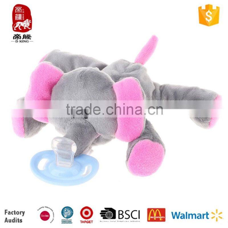 Custom brand plush toy pacifier / pacifier with plush toy / plush animal toy with baby pacifier
