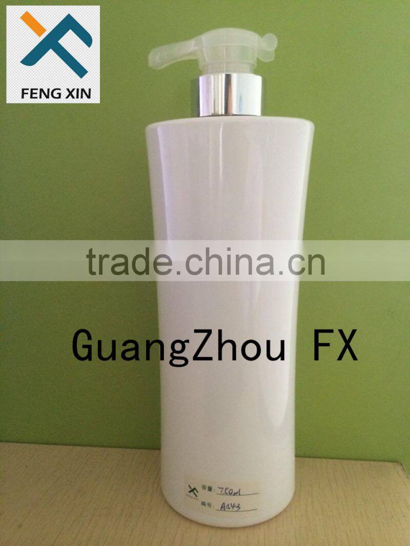 250ml empty flat shoulder PET plastic bottles with lotion pump for shampoo