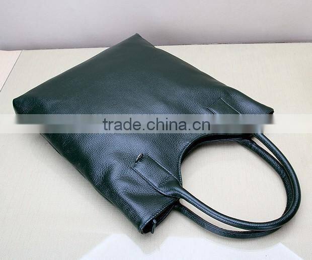 Genuine leather Sample zip closure handbag top handle tote bag