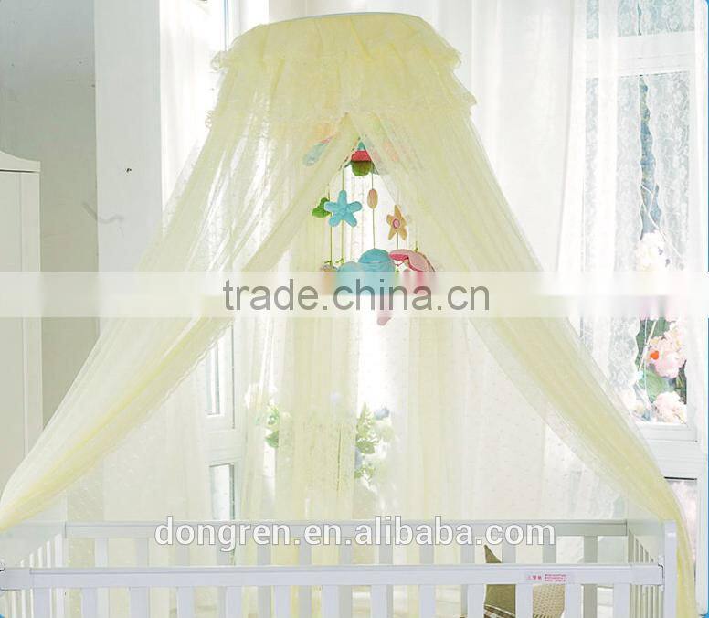 Baby mosquito net with romantic lace yellow mosquito net