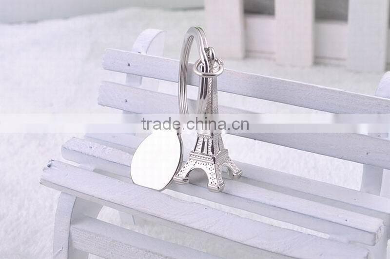 Beautiful Keychain New Design Eiffel Tower With Polished Disc Double Charms Keyring Fashion Keychain For Women