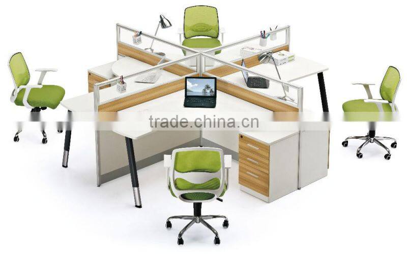 Call Center I-shape Office Table Design, Office Furniture with Cabinet for Six People