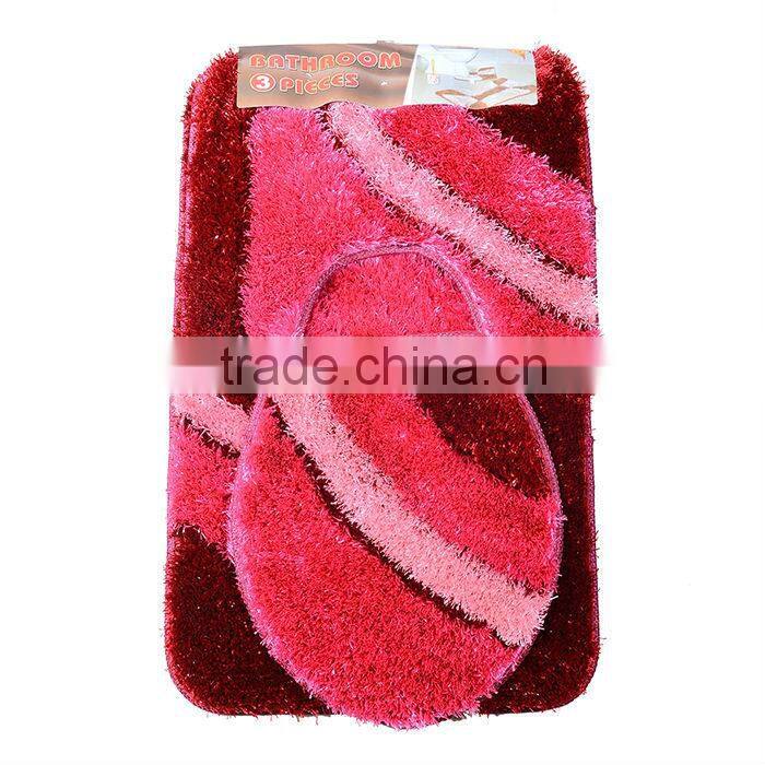 100%Polyester Shaggy 3PCS Bath Mats Set With Modern Design