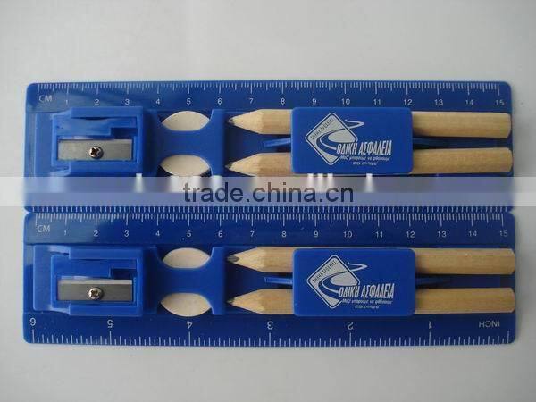 new ideas ruler set/assorted stationery set/pencil with sharpener with ruler