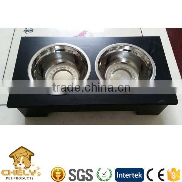 2016 wooden pet dog feeder,food bowls with eco-friendly painting
