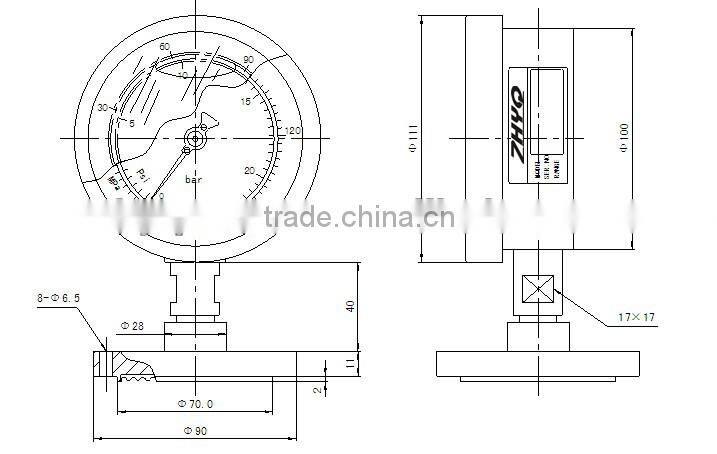 Flange mounting pressure gauge