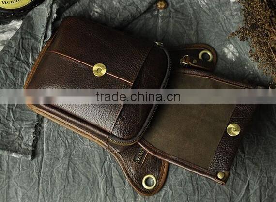 Best quality handmade mens bag genuine leather waist bag for sports