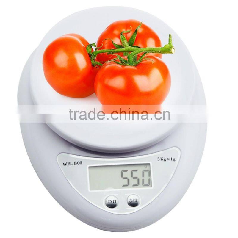 Sidiou Group White 10lb X 0.04oz Mini Digital Electronic Kitchen Scale Diet Food Compact Kitchen Scale 5kg X 1