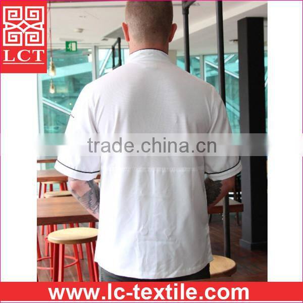 Recommend 2015 Double breasted slim fit design kitchen uniform with top quality finishing(LCTU0023)