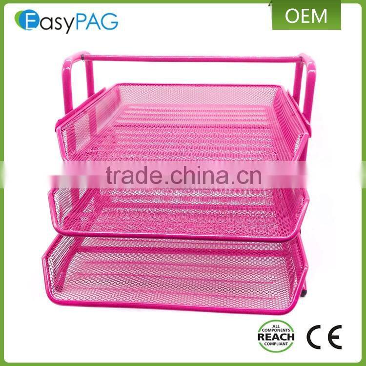 Factory desk design 3 color metal mesh office magazine holder