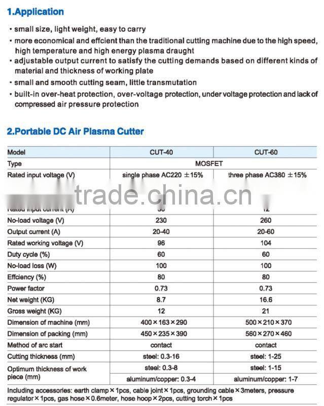 CNC Inverter DC Air Plasma Cutter cutting machine metal cutting plasma cutter for sale