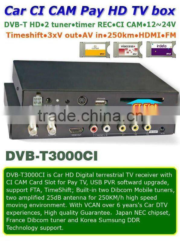 DVB-T3000CI car DVB-T TV box MPEG2-4 DTV Europe TNT TDT CA high speed
