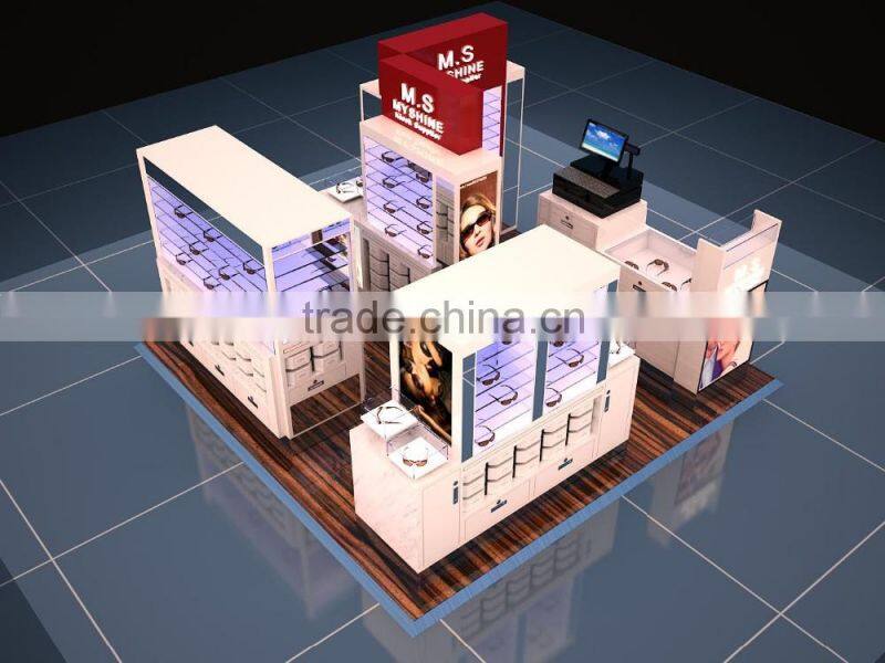 custom wooden mall sunglass display kiosk