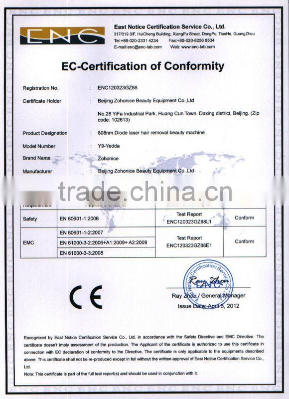 Y9C lumenis laser light 808nm diode laser hair removal