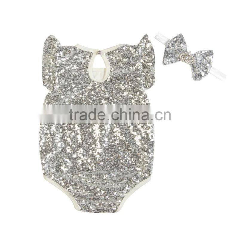 Newest Design Wholesale Kids Romper Sequin Romper Romper for Baby