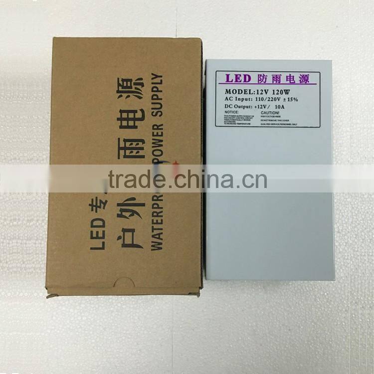 CE RoHS constant voltage single output switching mode 120w rainproof ac dc power supply 10A 12v led smps case