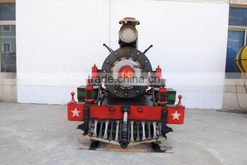 Outdoor steam train with christmas decotation