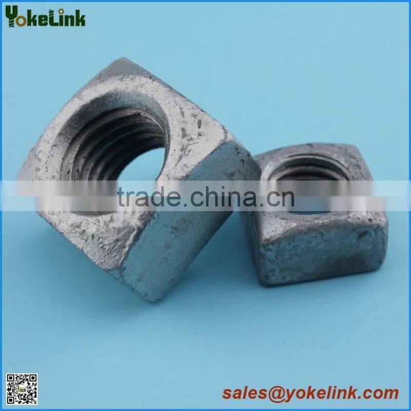 ANSI C135.1 hot dip galvanized square nuts for fastener