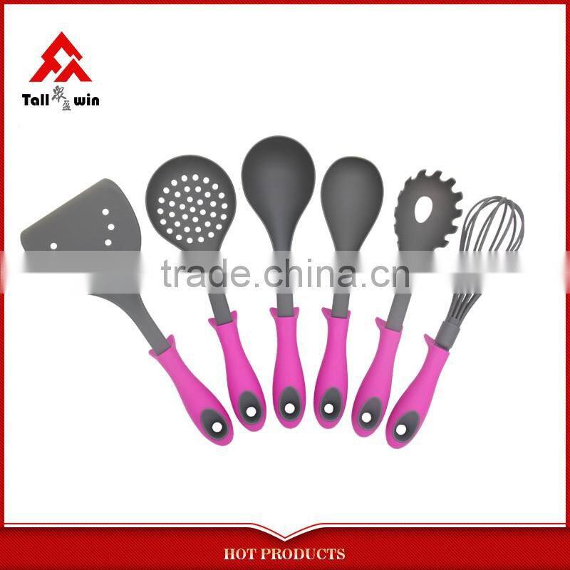 5 Piece Kitchen Utensils Tools Set Black Nylon 5Pc Set Includes Solid Spoon Slotted Spoon Slotted Turner Ladle & Masher With PP