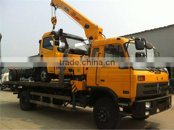 hot sale 170hp dongfeng 4x2 platform wrecker with 5 ton crane