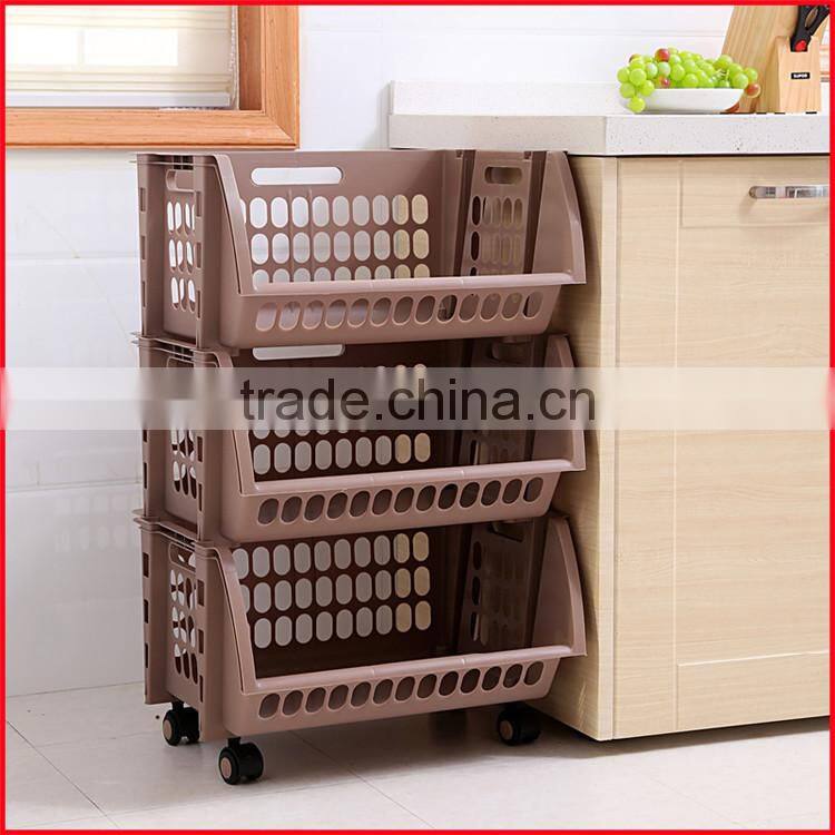Plastic Stacking Stackers Storage Baskets Veg Rack 3 Tier Vegetable