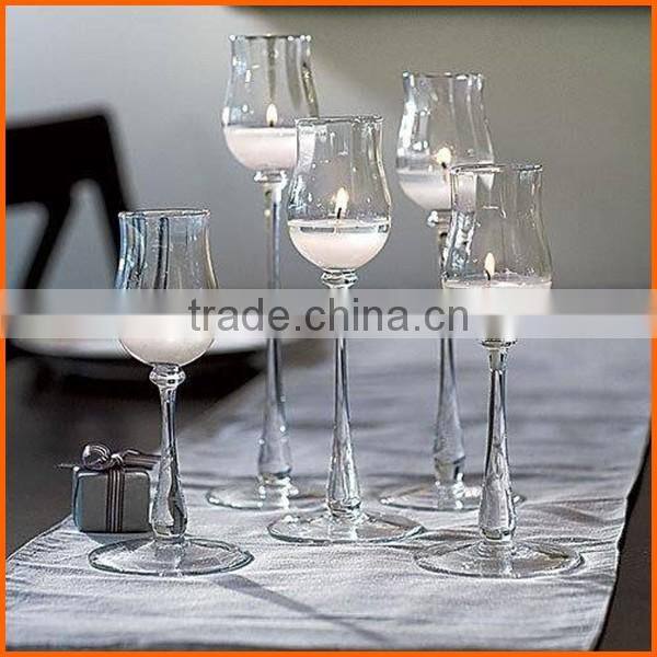 Wholesale beautiful clear long stem glass candle holder