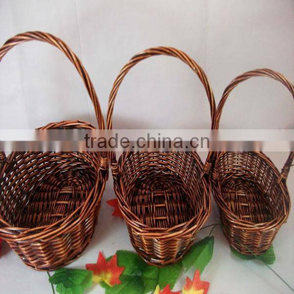 2014 Wicker handmade decorate flower basket with hanging as wedding decor