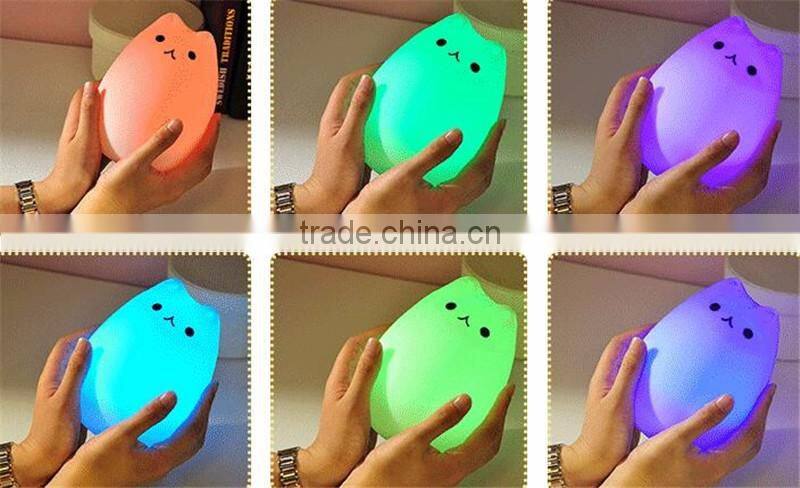 Colorful animal silicone Nightlight USB charging Nightlight Color changing cartoon colorful lamp Cat desk lamp