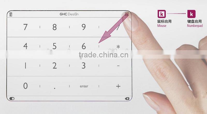 Ultra-Thin Smart Number Keypad For Macbook, Intelligent Touch Glass Keyboard, Thin Small Transparent Calulator Numberpad