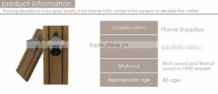 Wood Wall Plaque beer Bottle Opener with Magnetic Cap Catcher