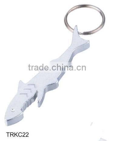 Fish Shaped Metal Bottle Opener Keychain Keyring Key Chain Ring