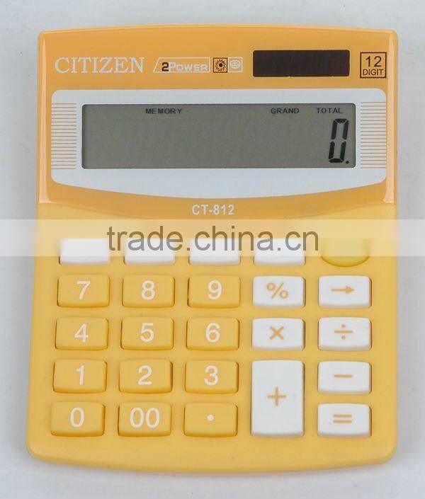 Hot sale different colors dual power 12 digit plastic school calculator