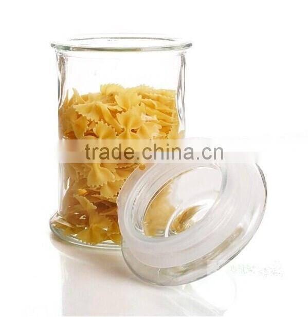 clear cylinder airtight glass sweetmeat jars with glass lid