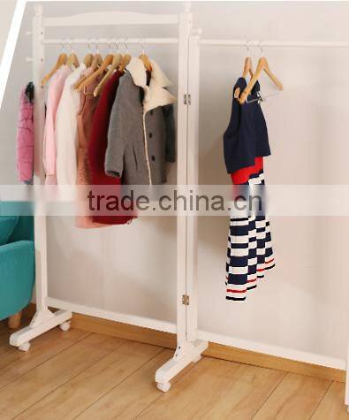 wooden clothe rack with Omni-directional wheel wooden coat hanger